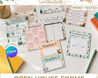 Editable Dragon Open House Forms, Meet The Teacher Night Parent Packet, Canva Decor DR1