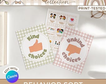 Editable Silly Goose Behavior Sort Cards, Good and Bad Choices Classroom Decor Canva GS1