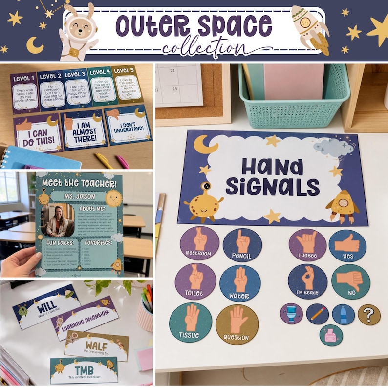 Pacote de Decoração para Sala de Aula com Tema Espacial, Conjunto de Impressões do Espaço Sideral, Download para Professores, Pôsteres de Estrelas para Sala de Aula, Materiais de Gestão Escolar SE1 imagem 4