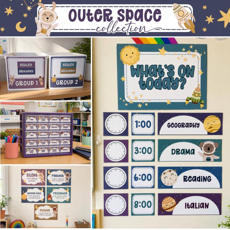 Pacote de Decoração para Sala de Aula com Tema Espacial, Conjunto de Impressões do Espaço Sideral, Download para Professores, Pôsteres de Estrelas para Sala de Aula, Materiais de Gestão Escolar SE1 imagem 6