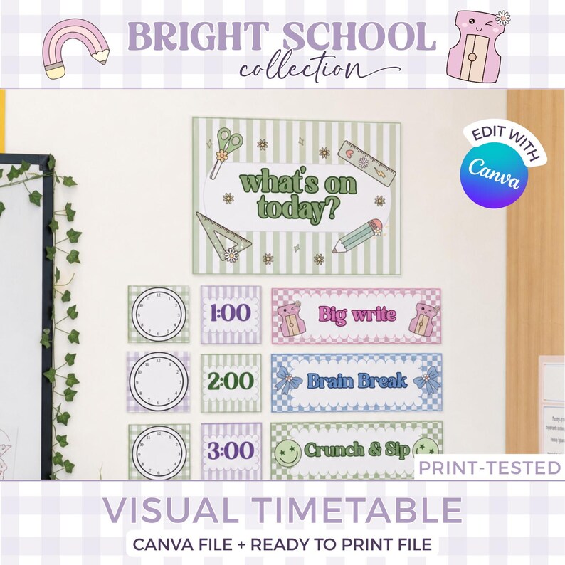 Editable Classroom Schedule Template, Pastel Rainbow Daily Routine ...
