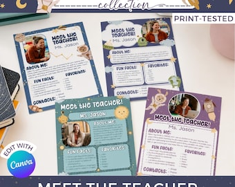 Meet the Teacher Template, Space Classroom Welcome Letter, Galaxy Theme Teacher Planner, Back to School Printables, Canva PDF SE1