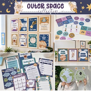 Pacote de Decoração para Sala de Aula com Tema Espacial, Conjunto de Impressões do Espaço Sideral, Download para Professores, Pôsteres de Estrelas para Sala de Aula, Materiais de Gestão Escolar SE1 imagem 7
