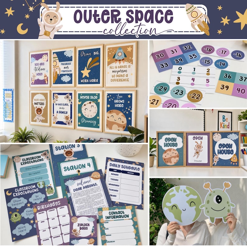 Pacote de Decoração para Sala de Aula com Tema Espacial, Conjunto de Impressões do Espaço Sideral, Download para Professores, Pôsteres de Estrelas para Sala de Aula, Materiais de Gestão Escolar SE1 imagem 7