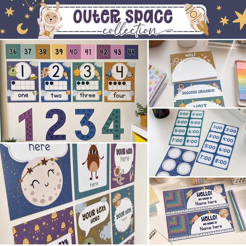 Pacote de Decoração para Sala de Aula com Tema Espacial, Conjunto de Impressões do Espaço Sideral, Download para Professores, Pôsteres de Estrelas para Sala de Aula, Materiais de Gestão Escolar SE1 imagem 5