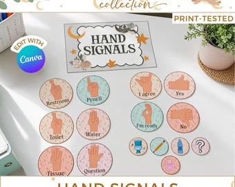 Dragon Classroom Hand Signals Posters, Bulletin Board Signs, Canva Management Decor DR1