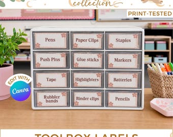 Dragon Teacher Toolbox Labels, Editable Classroom Organization Labels, Canva Decor DR1