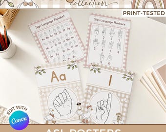 Silly Goose ASL Alphabet Posters Editable, American Sign Language Classroom Decor, Canva GS1