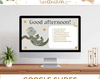 Dragon Classroom Slides Templates, Google Slides PowerPoint Timers, Daily Agenda Decor DR1