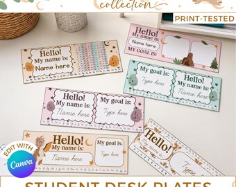 Dragon Student Desk Name Tags, Editable Desk Name Plates, Teacher Helper Canva Decor DR1