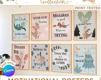 Dragon Growth Mindset Poster Set, Inclusive Classroom Wall Art, Elementary Teacher Decor DR1
