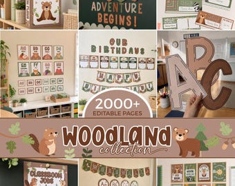 Woodland Creatures Classroom Decor Bundle, Cute Neutral Forest Animals Theme Posters, PreK Kindergarten Teacher Printables Pack WO1