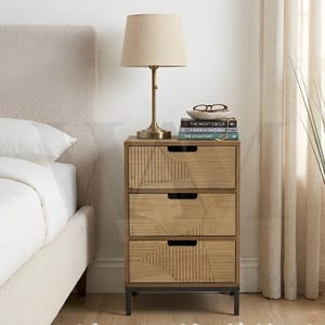 Bedside Table With Drawer Reedham Wooden Storage Cabinet Geometric