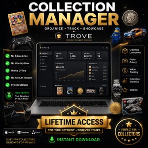 Collection Tracker App with Photos | Coin Card Sneaker Vinyl Collectibles Inventory | Offline, No Subscription | Digital Download
