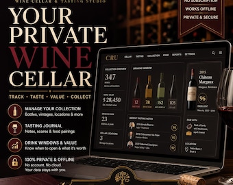 Wine Cellar Tracker App | Wine Inventory & Tasting Journal | Drink Window and  Valuation | Offline App, No Subscription