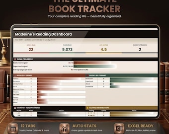 Book Tracker Spreadsheet, Reading Log Template, Digital Book Journal (Excel)