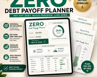 ZERO Debt Payoff Planner App, Offline Debt Snowball & Avalanche Tracker, Debt Free Date Calculator, No Subscription Any Device