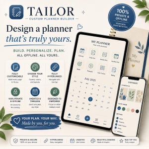Custom Digital Planner Builder | Interactive Planner App + Hyperlinked PDF | Undated, Any Color, Your Sections | Any Device