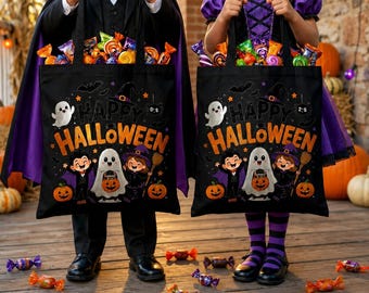 Halloween Trick or Treat Tote Bag | Cotton Canvas