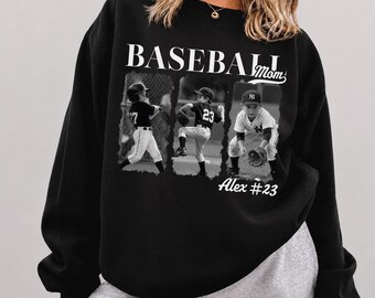 Custom Baseball Mama Sweatshirt, Personalized Photo Baseball Player Hoodie, Team Name, CPS118
