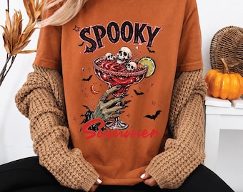 Spooky Summer Shirt, Skeleton Cocktail Tee, Beach Skull Tshirt, CPS113