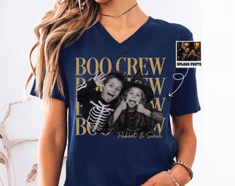 Custom Boo Crew Photo V-Neck, Personalized Halloween Racerback, Halloween Gift, CPS93