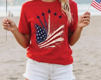 4th of July Airplane Tshirt, Red White Blue Tee, USA 250th Anniversary Independence Day Shirt, CPS33