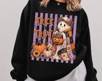 Trick Or Treat Vintage Halloween Sweatshirt, Spooky Season Hoodie, CPS117