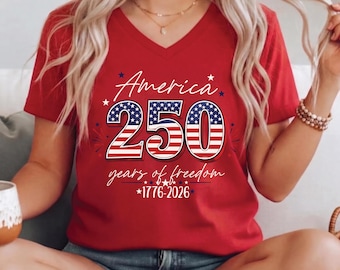USA 250th Anniversary V-Neck, USA Independence Day Racerback, 4th July 250th Year V-Neck, 4th July Family, CPS4