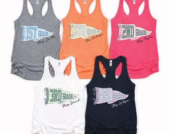 Teacher Team Racerback Tank Top, Back to School V-Neck, Grade Level Team Tees, Teacher Gift, CPS114