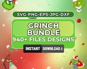 940 Grinch Bundle Svg Png Eps Jpg Dxf, Christmas SVG Files, Cricut Cut Files, Holiday Sublimation Bundle