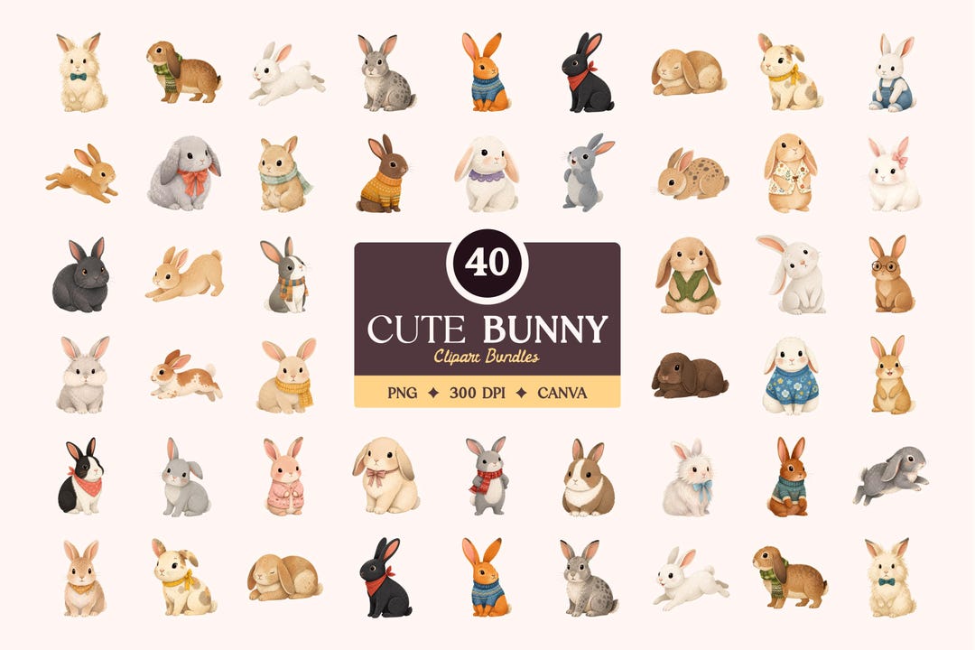 Bunny Rabbit Clipart Bundle 40 Hand painted Easter Nursery Art bunny-rabbit-clipart-bundle-40-hand-painted-easter-nursery-art