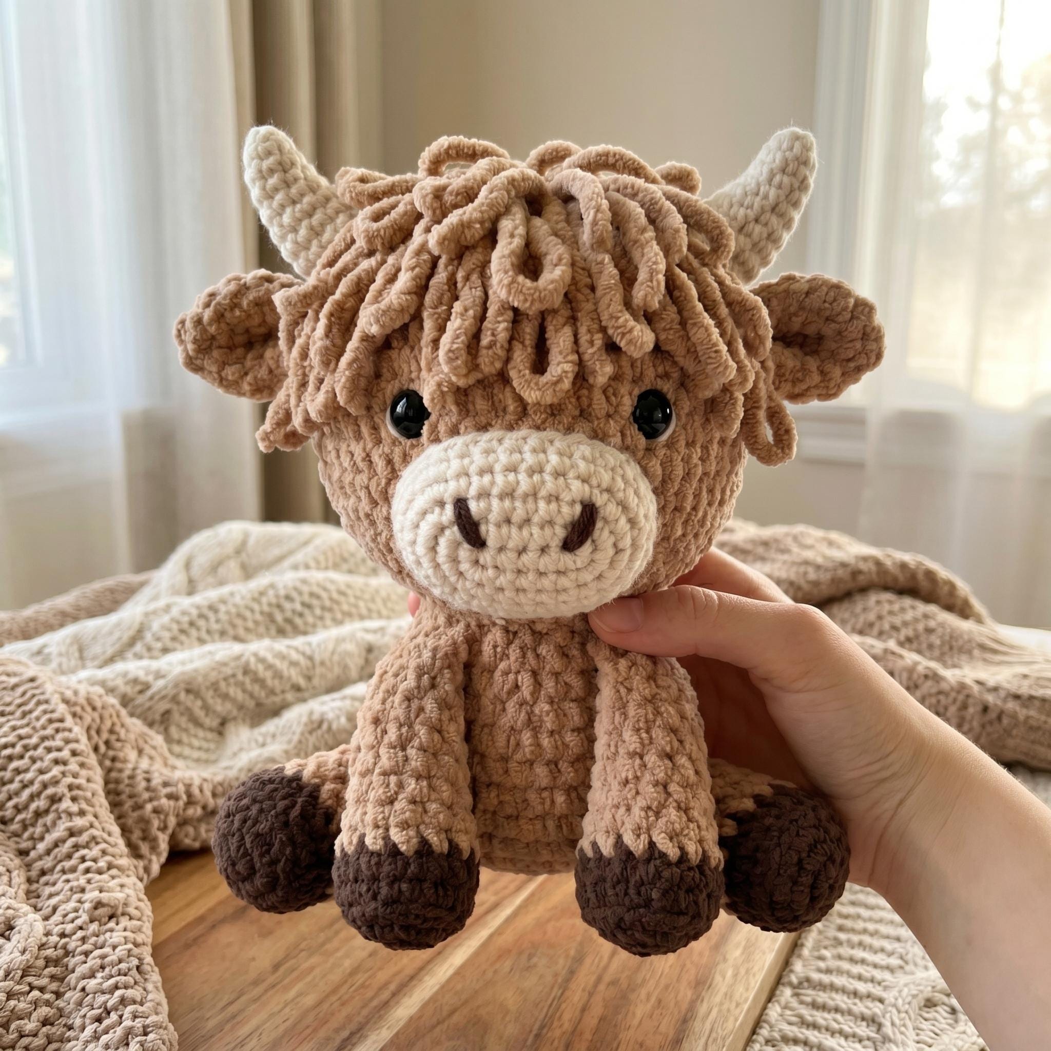 Sitting Highland Cow Chunky Plush Pattern