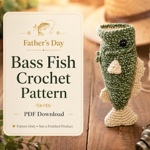 Bass Fish Crochet Pattern | Largemouth Bass Amigurumi PDF | Easy Crochet Fish | Fishing Gift for Dad | Fathers Day Gift for Him
