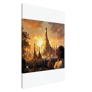 Canvas Print Golden Temple| Sacred Burmese Wall Art| Tempio d’Oro in Birmania Myanmar su Tela