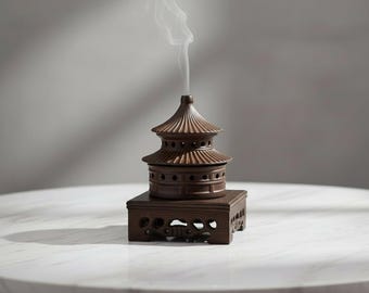 Rustic Wooden Incense Burner with Pointed Top | Vintage Minimalist Incense Holder for Home Decor