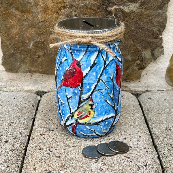 Spare Change Jar ~ Cardinals ~ Pint Size