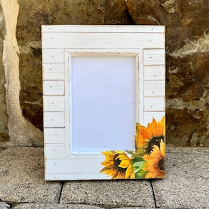 Sunflowers ~ Rustic Decoupage Picture Frame - 5x7 photo.