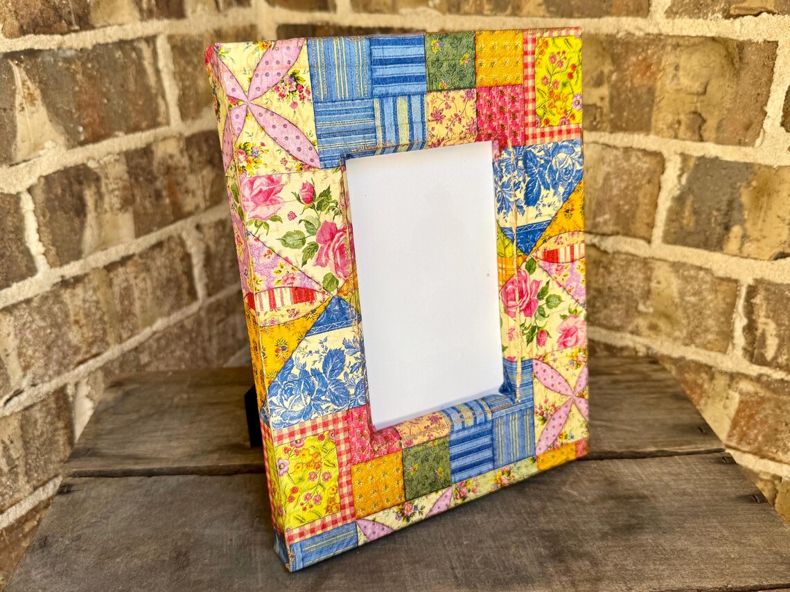 Quilted Pattern ~ Rustic Decoupage Picture Frame - 4x6 Photo. - Etsy