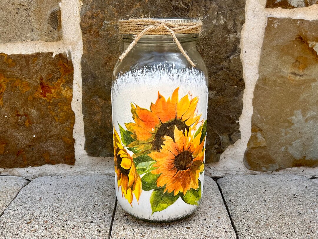 Large Half Gallon Spare Change Jar Sunflowers - Etsy