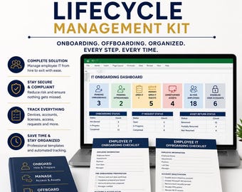 Employee IT Onboarding Offboarding Kit | Lifecycle Templates | HR IT Checklist | Word Excel Workbook