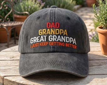 Dad Grandpa Great Grandpa Embroidered Hat,  Father's Day Cap, New Grandpa Gift