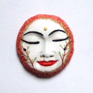 Inner Peace, face cab, clay face, altered art, assemblage