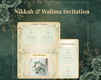 Sito web per l'invito al Nikkah / Invito digitale per nozze musulmane / Save the Date per il Walima