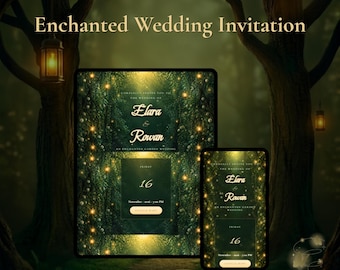 Modello per sito web di matrimonio / Invito a tema giardino incantato e fate / Download immediato