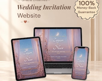 Sito web per matrimonio reale in rosa cipria con servizio di sviluppo siti web per matrimoni con conferma di partecipazione
