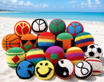 Hand-Stitched Hacky Sack Footbag, Cotton Juggling Ball for Soccer Practice, Outdoor Kick Game & Sensory Play Toy