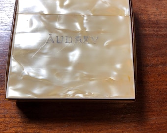 RARE Vintage Gillette Milady Décolleté Women's Safety Razor Set • Personalised AUDREY • 1920s • Complete with Case & Blade Bank