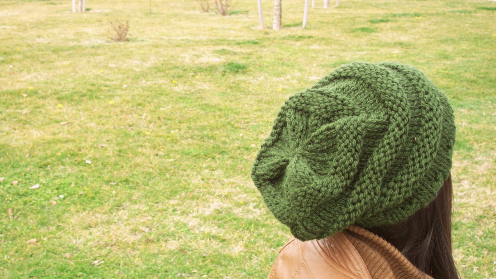 Green Knit Hat,handmade Hat,green Slouchy Beanie,women Hat,winter