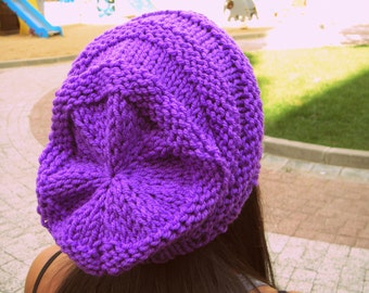 Handmade Dark Purple Velvet Lined Slouchy Beanie Hat - Etsy  display picture 1
